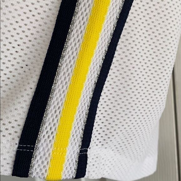 Nylora White Partial Mesh Tank Top w. Side Stripes - Multiple Sizes - Picture 3 of 8